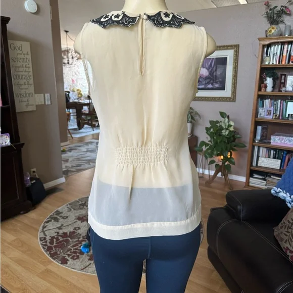 Charlotte Russe black & beige sheer sleeveless blouse-size M - Picture 8 of 9